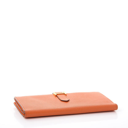 Hermes Chevre Mysore Bearn Gusset Wallet Orange 4 of 10