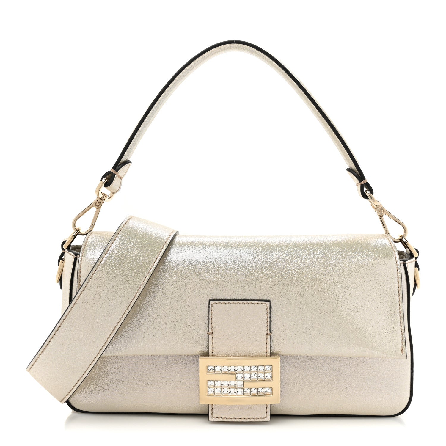 Fendi Metallic Lurex Crystal Re-Edition Baguette Gold 1 of 8