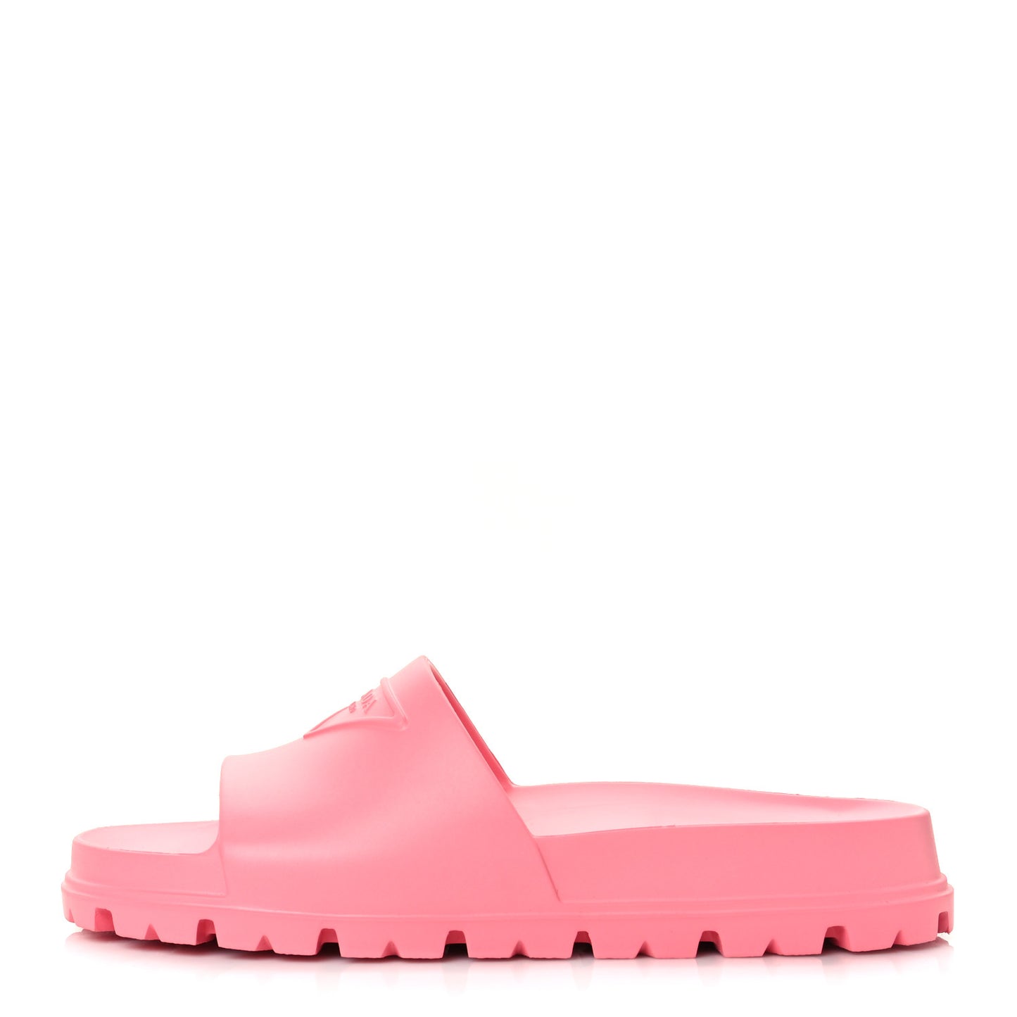 EVA Rubber Triangle Logo Embossed Womens Lug Sole 20mm Slide Sandals 39 Begonia