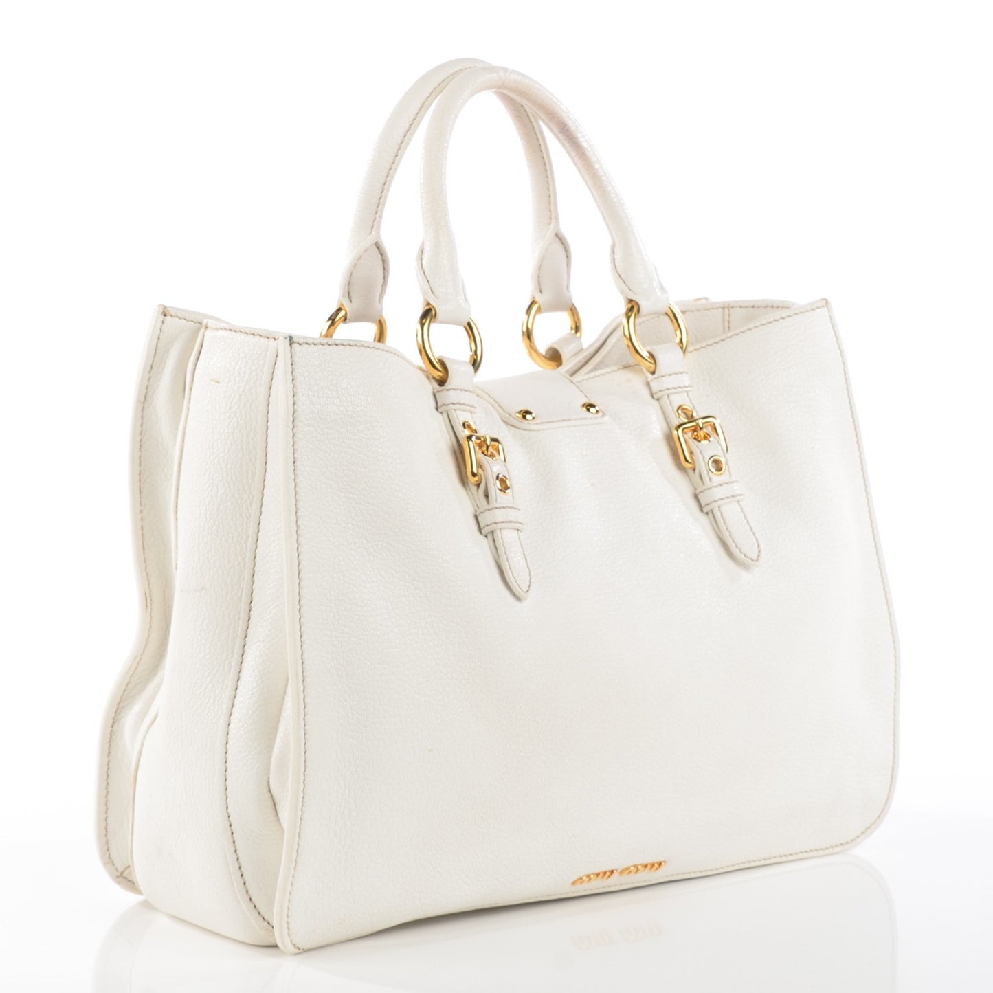 Goatskin Madras Top Handle Tote Bianco