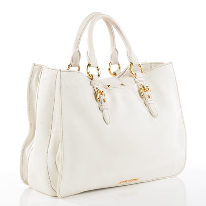 Miu Miu Goatskin Madras Top Handle Tote Bianco 16 of 22