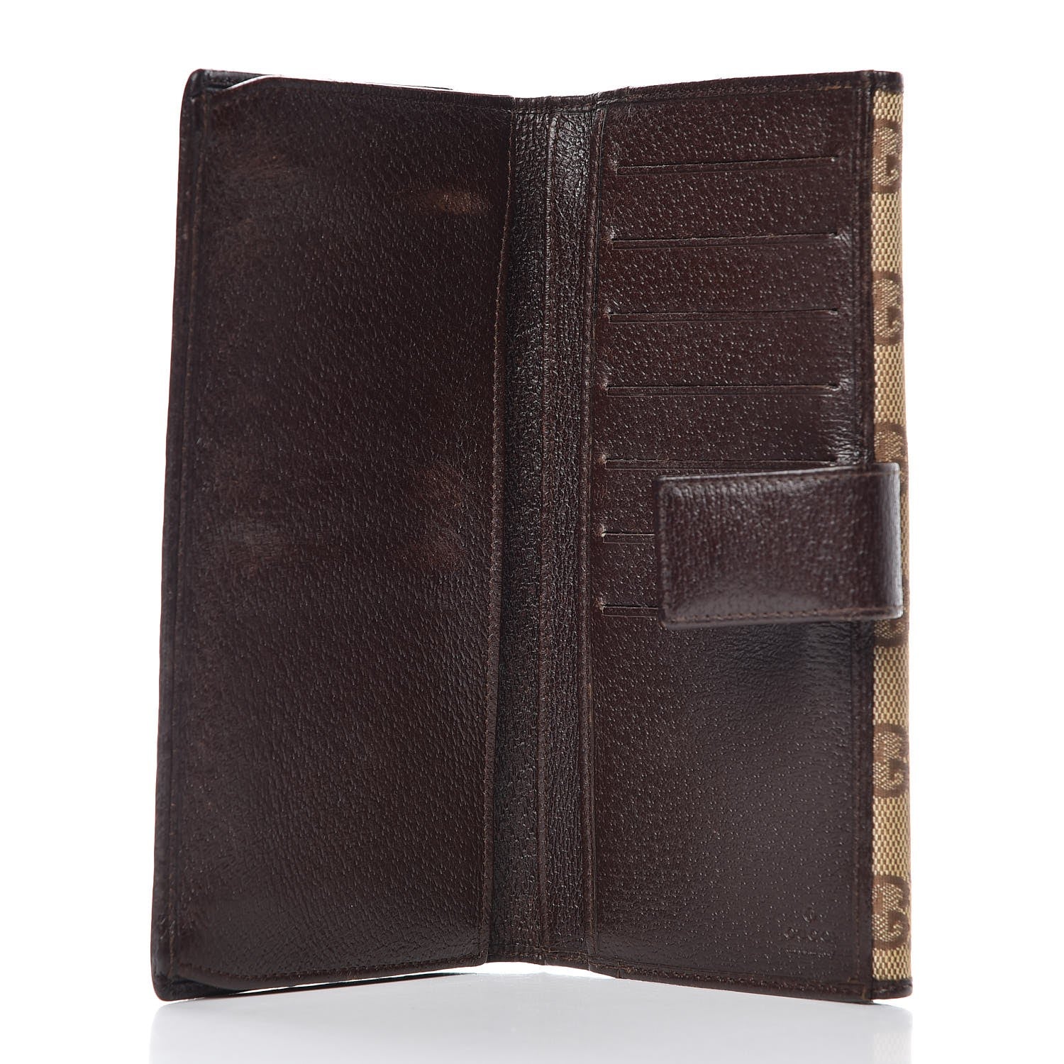 Gucci Monogram Metal Bar Continental Flap Wallet Beige Ebony Dark Brown 5 of 12