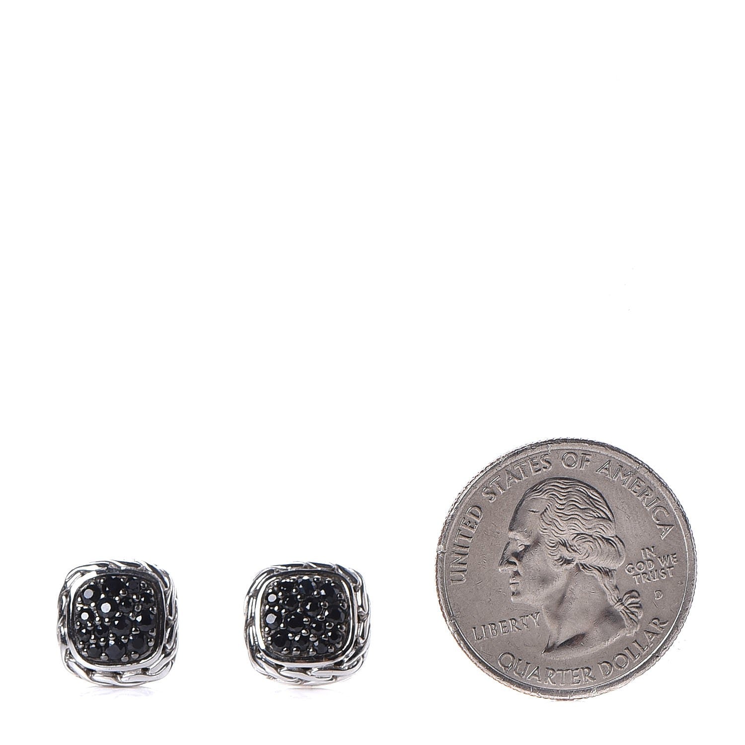 John Hardy Sterling Silver Black Sapphire Classic Chain Square Earrings 2 of 6