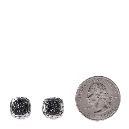 John Hardy Sterling Silver Black Sapphire Classic Chain Square Earrings 2 of 6