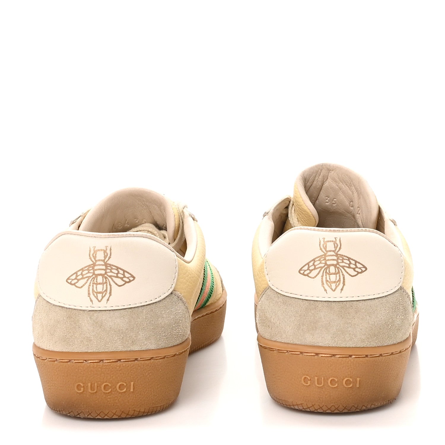 Gucci Calfskin Suede Web Womens G74 Sneakers 35 Oatmeal Burro New Mystic White 6 of 11