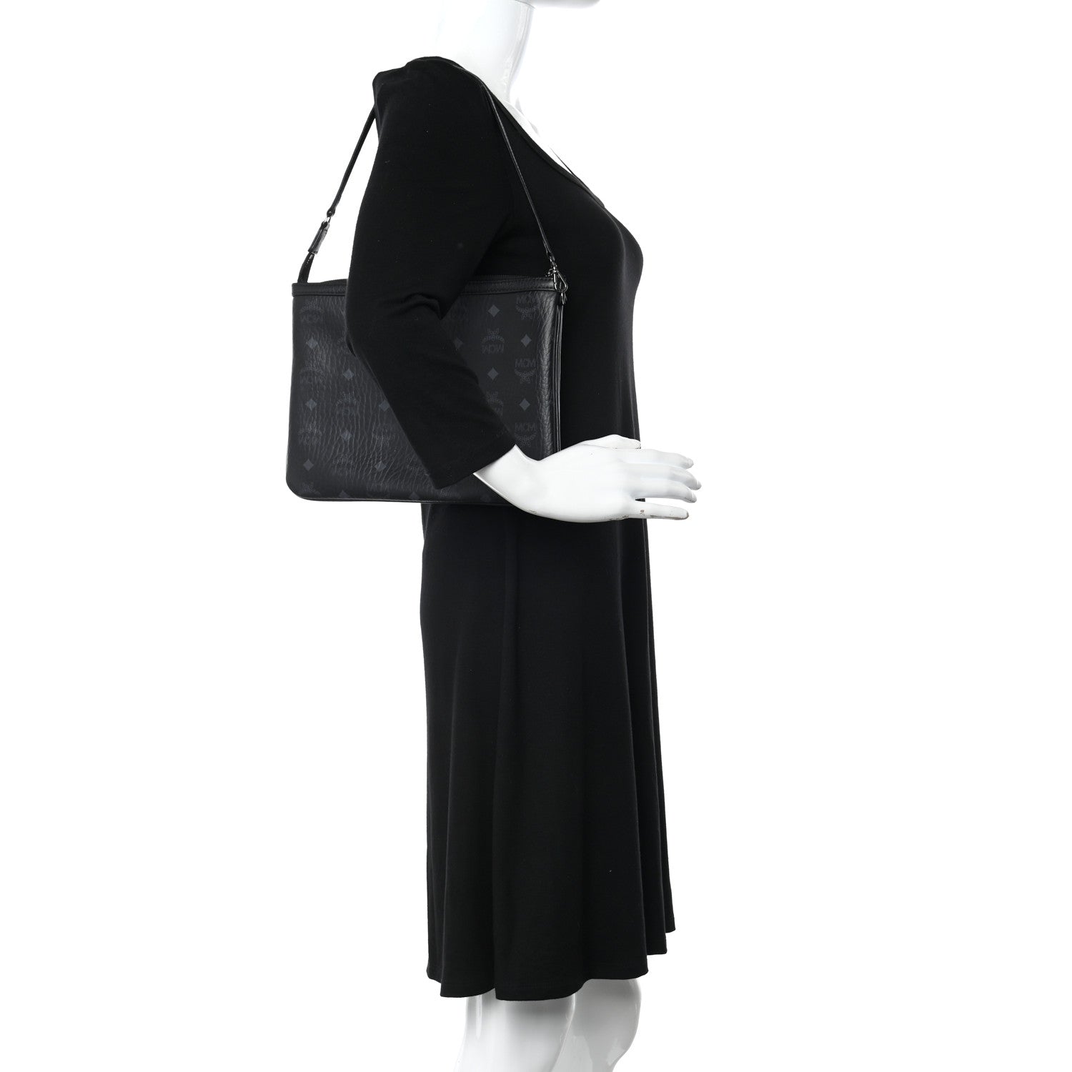 MCM Visetos Liz Shopper Tote Pouch Black 2 of 11