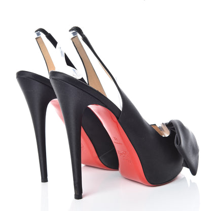 Christian Louboutin Crepe Satin Vendome Sling 120 Pumps 42 Black 4 of 17