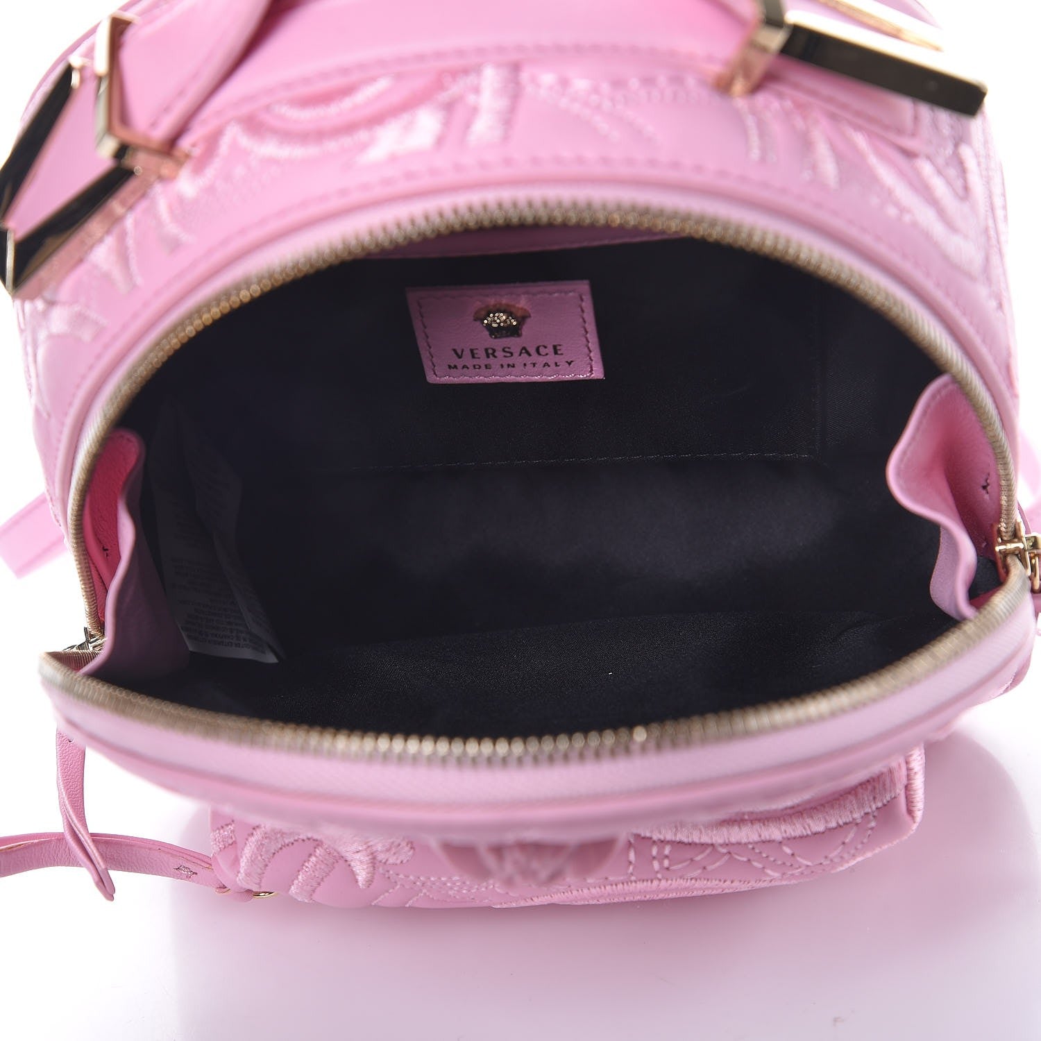 Versace Calfskin Palazzo Embroidered Baroque Mini Backpack Pink