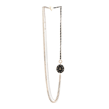 Chanel Lambskin CC Long Chain Necklace Black Gold 3 of 4