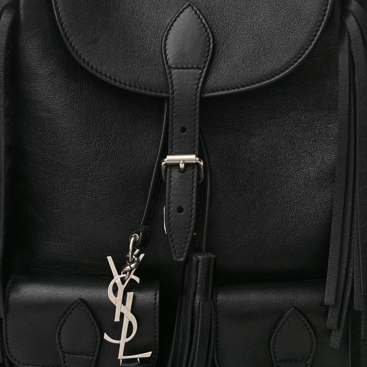 Saint Laurent Calfskin Fringe Festival Backpack Black 7 of 9