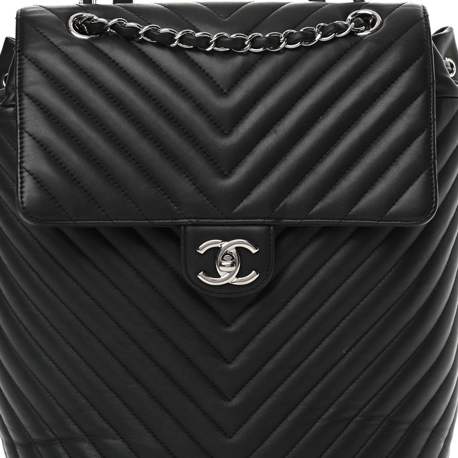 Chanel Calfskin Chevron Quilted Large Urban Spirit Backpack Black 7 of 16