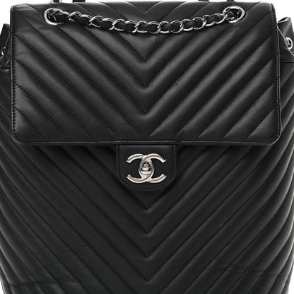 Chanel Calfskin Chevron Quilted Large Urban Spirit Backpack Black 7 of 16