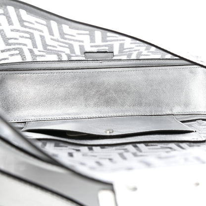 Fendi PVC Vitello Catalan Mirror Sequin FF Baguette Argento 5 of 5