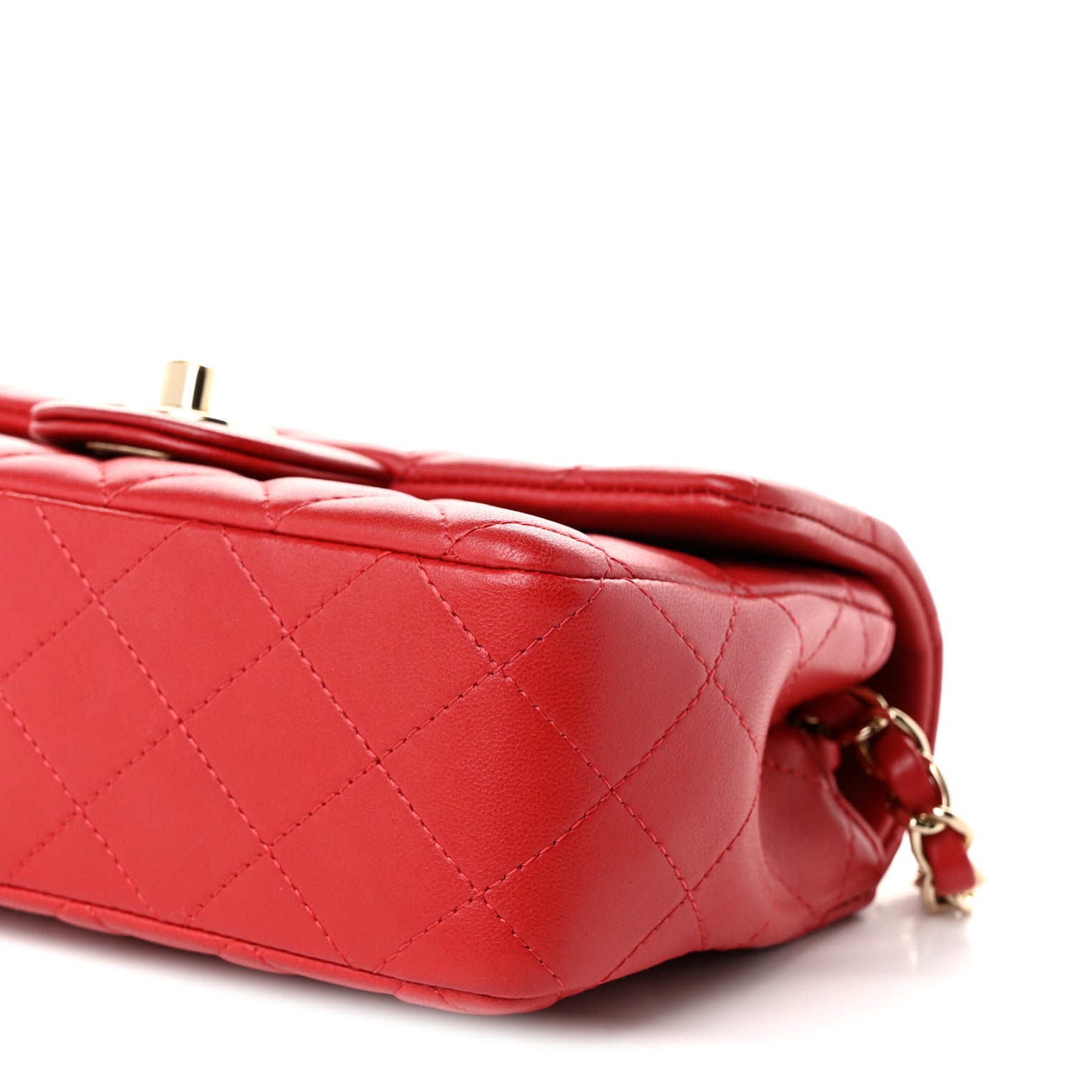 Chanel Lambskin Quilted Mini Rectangular Flap Red Dark Red 10 of 10
