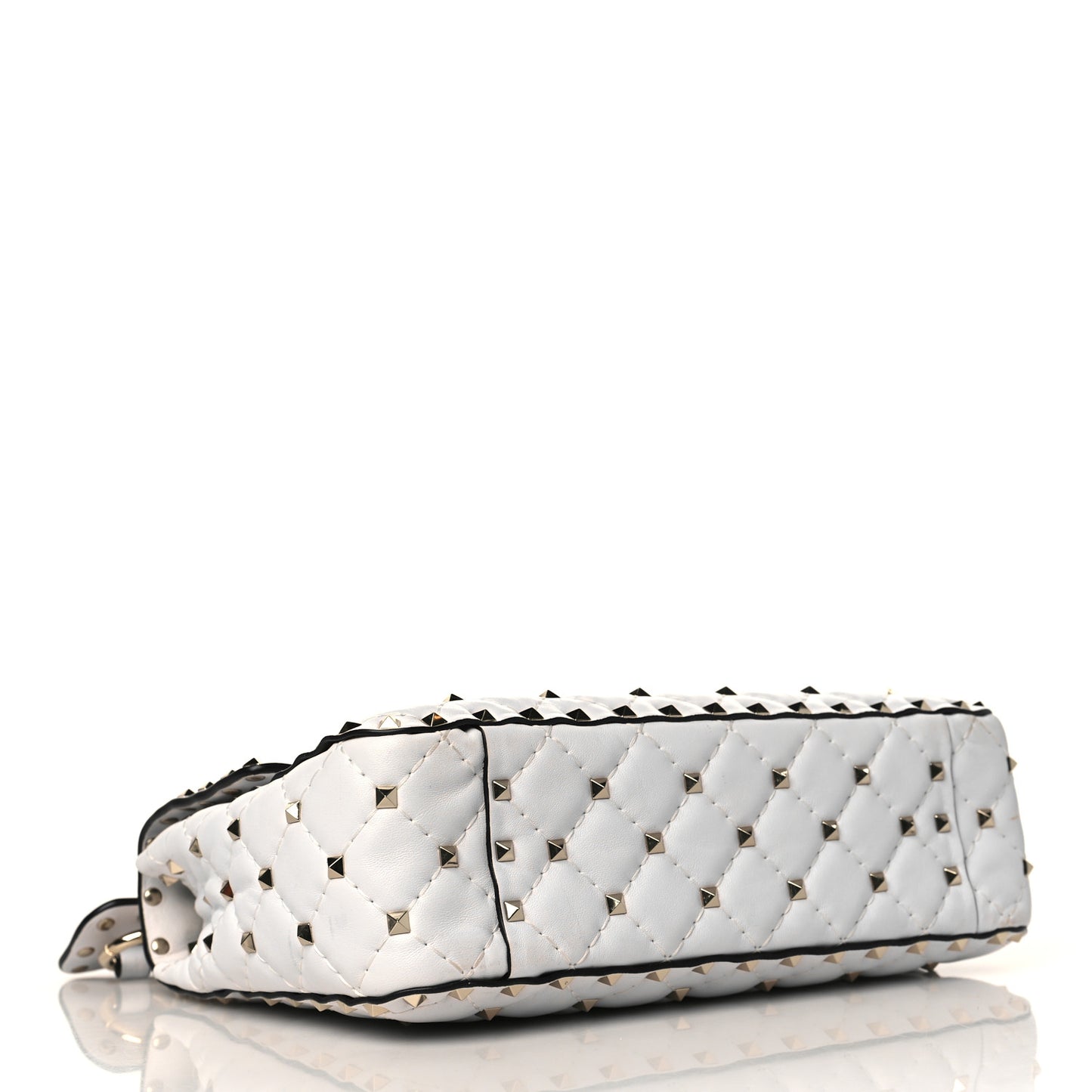 Lambskin VLTN Print Medium Rockstud Spike Shoulder Bag Optic White Black