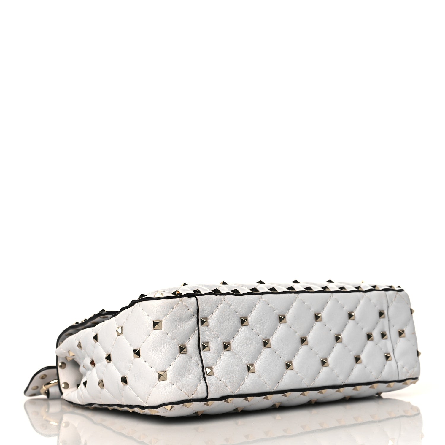 Valentino Garavani Lambskin VLTN Print Medium Rockstud Spike Shoulder Bag Optic White Black 4 of 8
