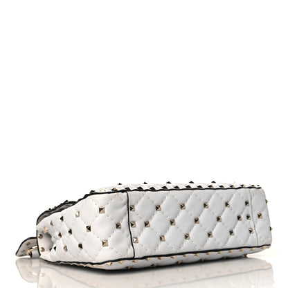 Valentino Garavani Lambskin VLTN Print Medium Rockstud Spike Shoulder Bag Optic White Black 4 of 8