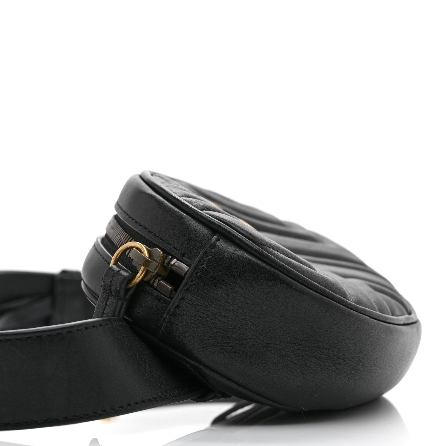 Gucci Calfskin Matelasse GG Marmont Belt Bag 85 34 Black 9 of 10