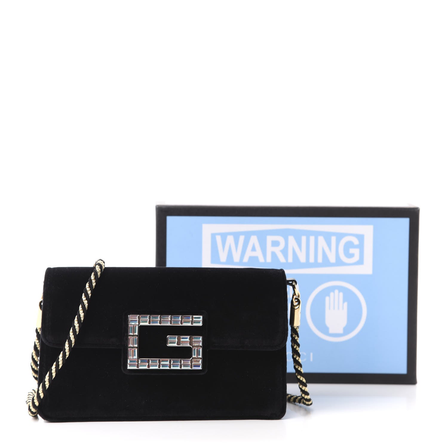 Gucci Velvet Crystal Square G Shoulder Bag Black 11 of 11