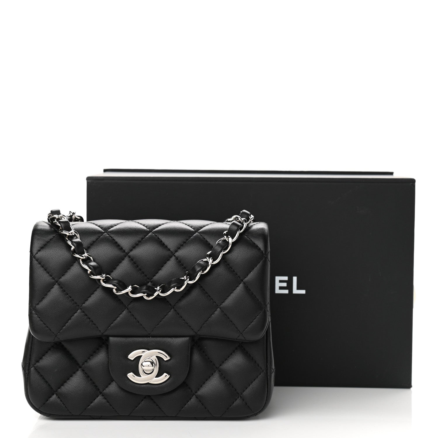Chanel Lambskin Quilted Mini Square Flap Black 13 of 13