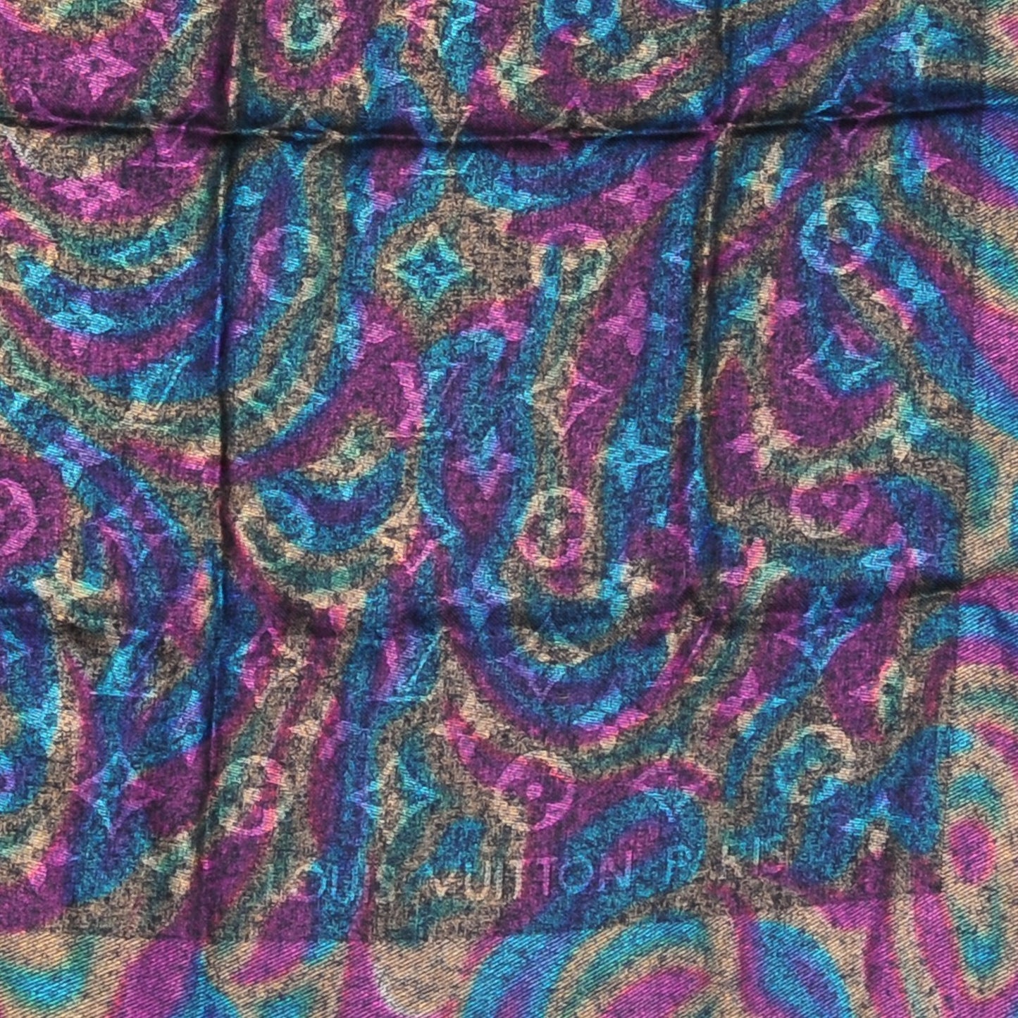 Silk Wool Monogram Plume Shawl Blue Nuit