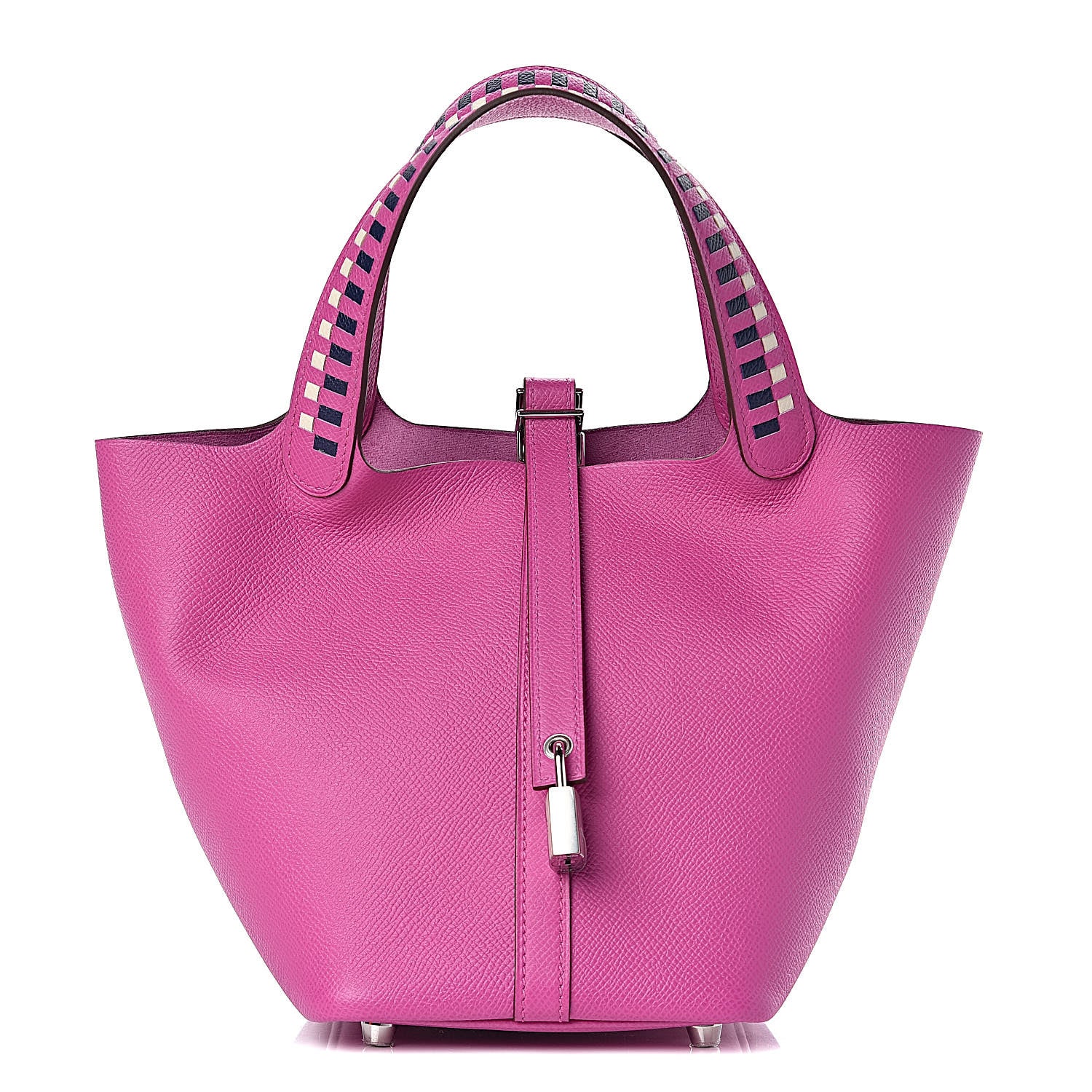 Hermes Epsom Tressage De Cuir Picotin Lock 18 PM Magnolia Bleu Saphir Craie 1 of 10