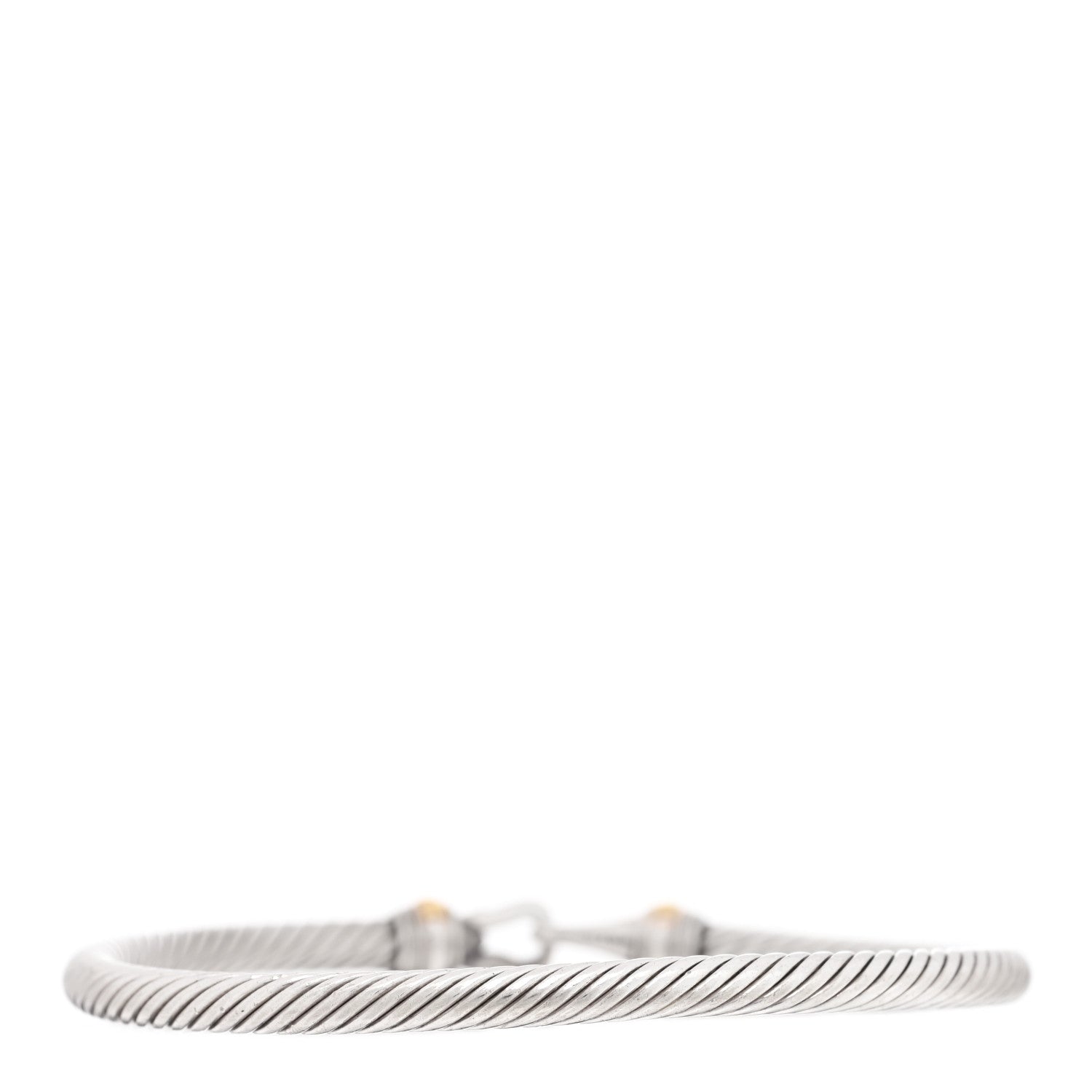 David Yurman Sterling Silver 18K Yellow Gold 4mm Cable Classic Buckle Bracelet 2 of 3