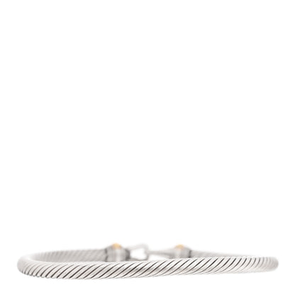 David Yurman Sterling Silver 18K Yellow Gold 4mm Cable Classic Buckle Bracelet 2 of 3