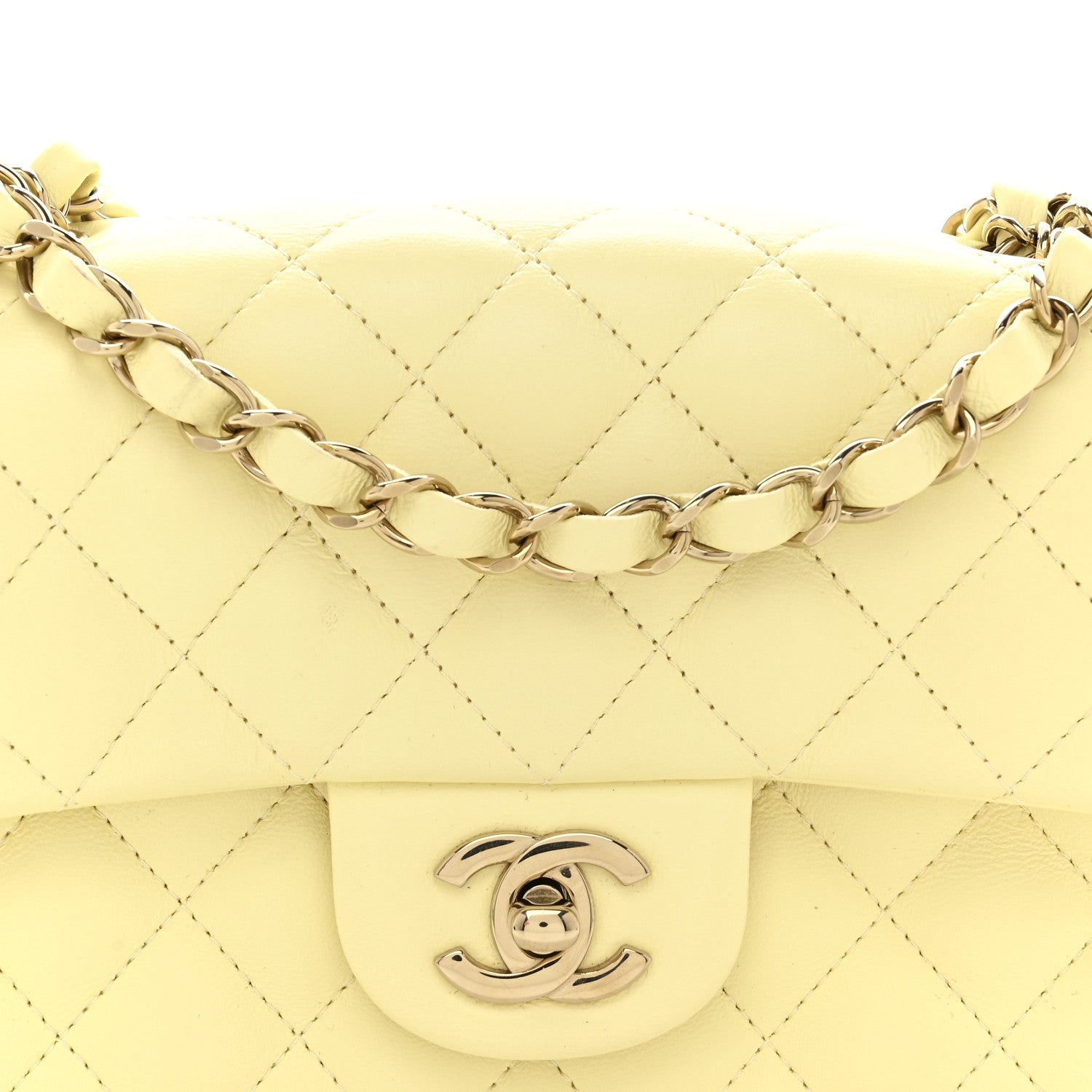 Chanel Lambskin Quilted Mini Rectangular Flap Light Yellow 8 of 10