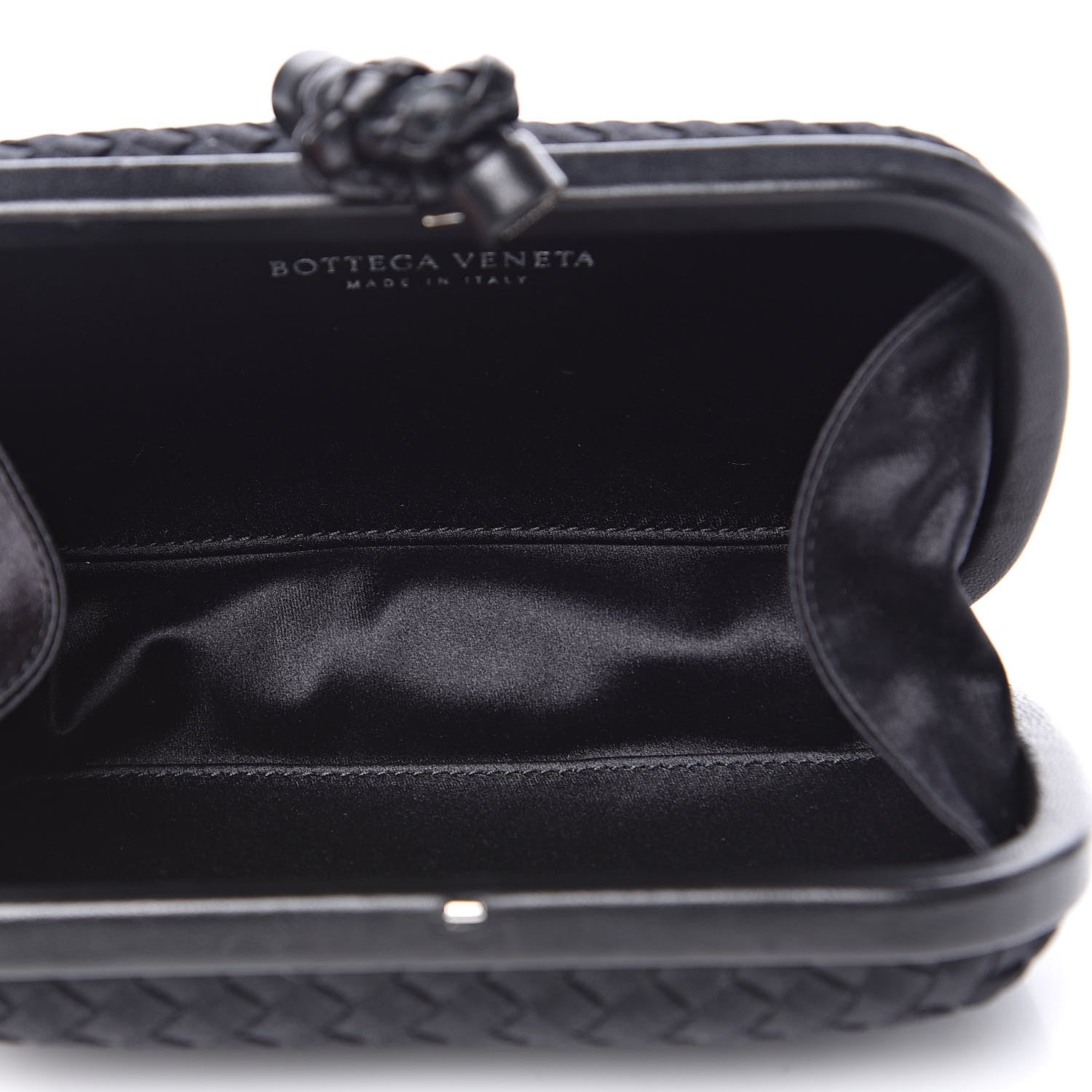 Bottega Veneta Satin Intreccio Impero Knot Clutch Black 5 of 11