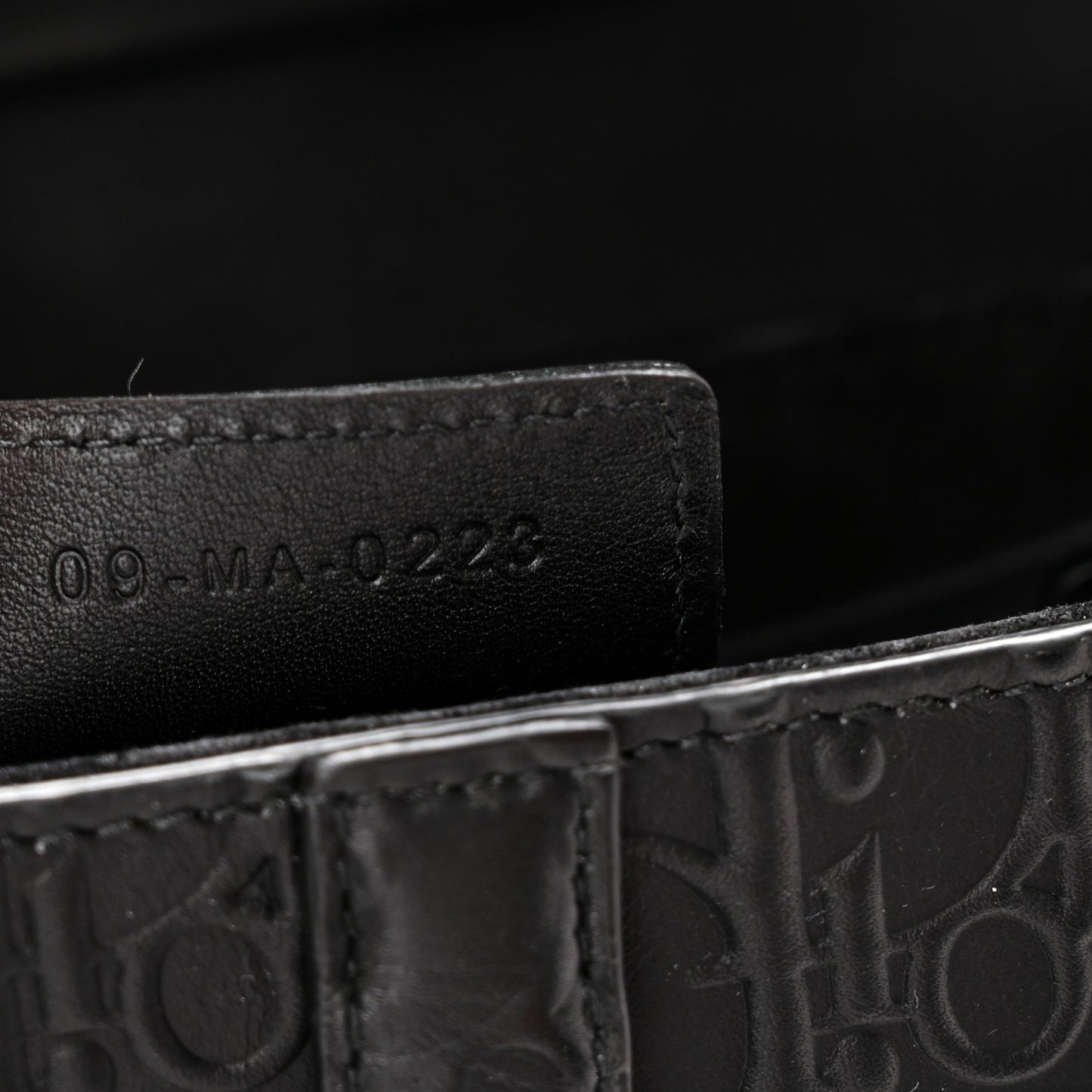 Calfskin Embossed Oblique Saddle Bag With Strap Black