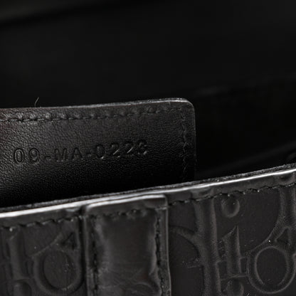 Christian Dior Calfskin Embossed Oblique Saddle Bag With Strap Black 7 of 10