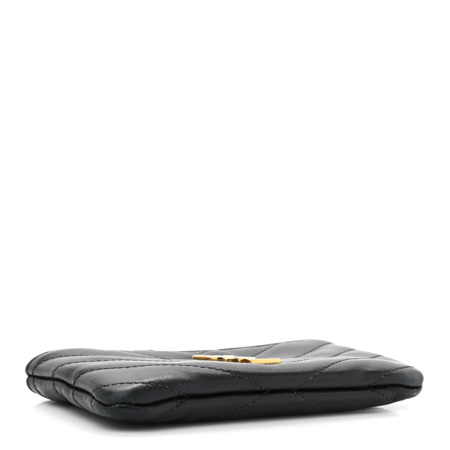Calfskin Matelasse Monogram Key Pouch Black