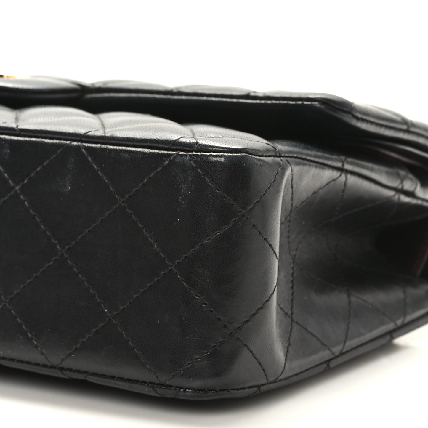 Lambskin Quilted Medium Double Flap Black
