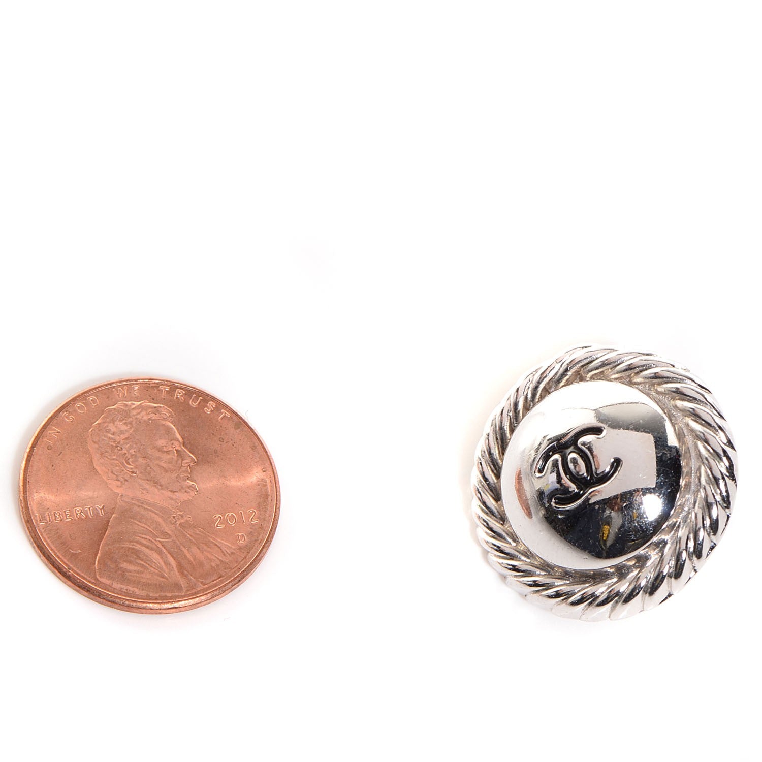 Chanel CC Clip On Earrings Silver 2 of 5