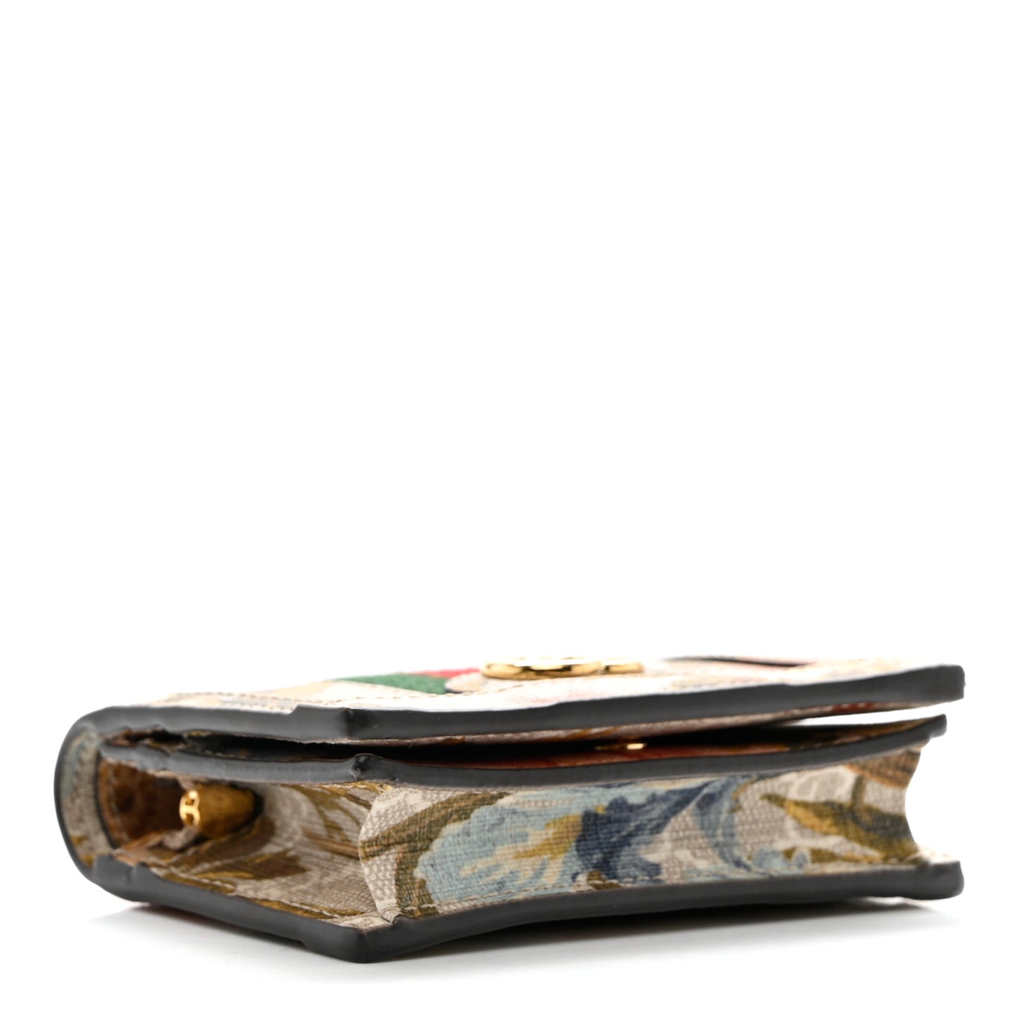 GG Supreme Monogram Water Flora Web Ophidia Card Case Beige White Multicolor