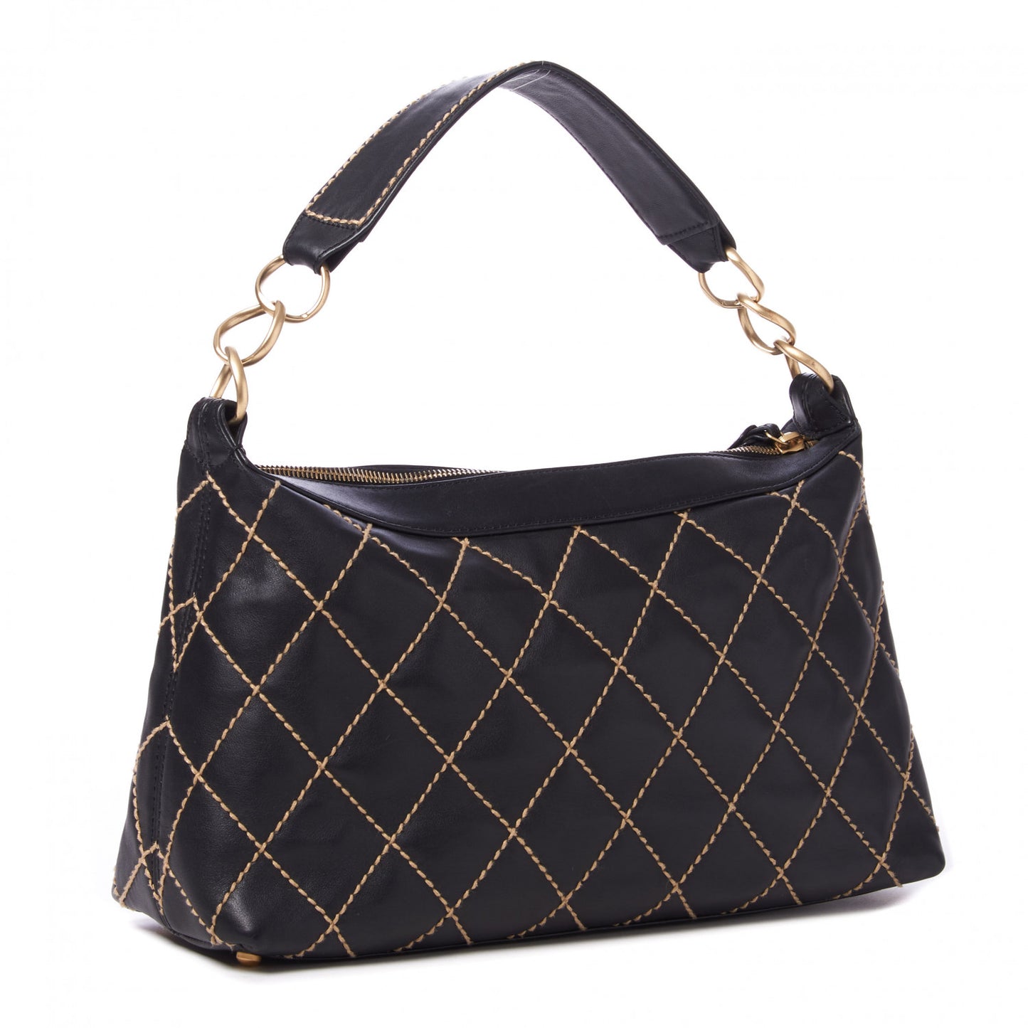 Calfskin Wild Stitch Hobo Black