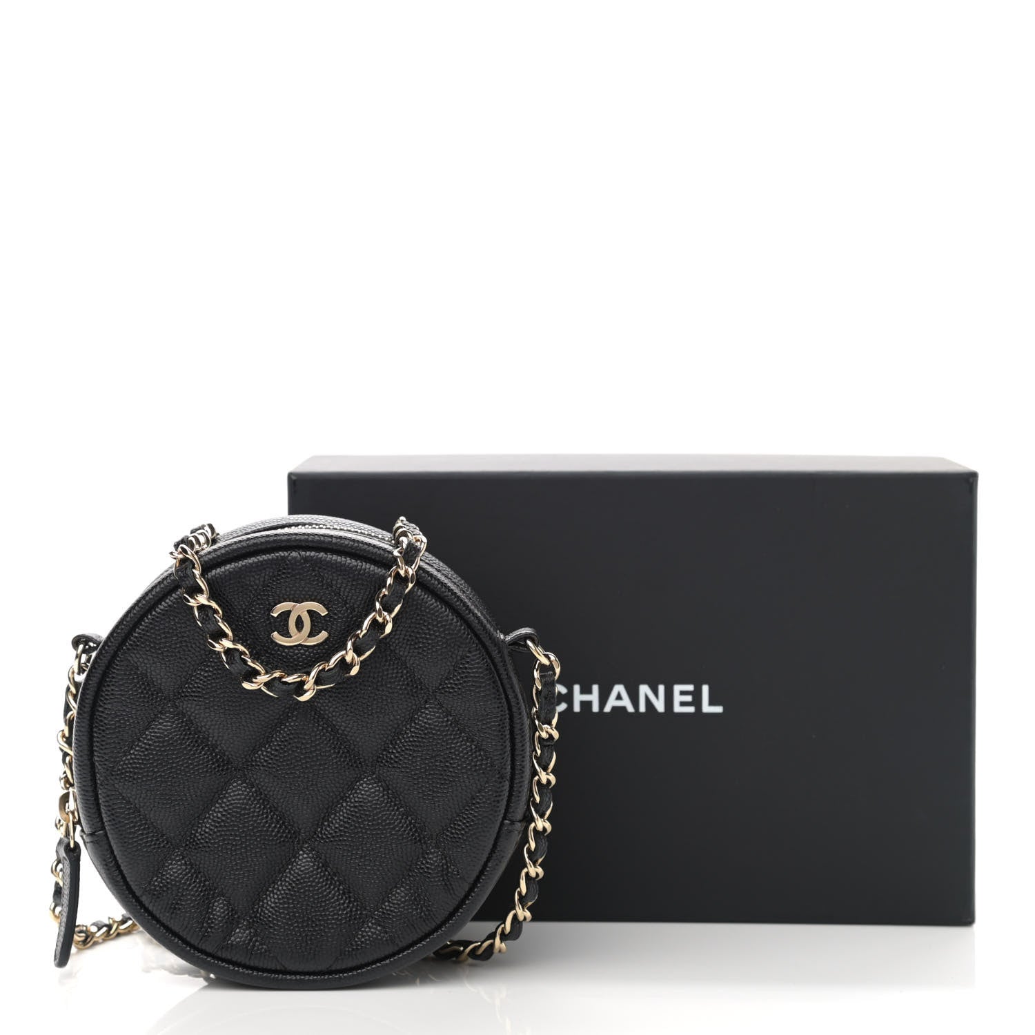Chanel Caviar Quilted Round Clutch With Chain Black 11 of 11