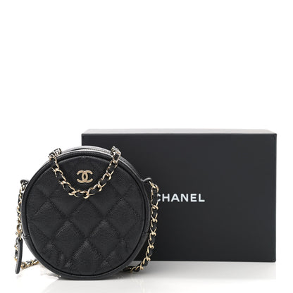 Chanel Caviar Quilted Round Clutch With Chain Black 11 of 11
