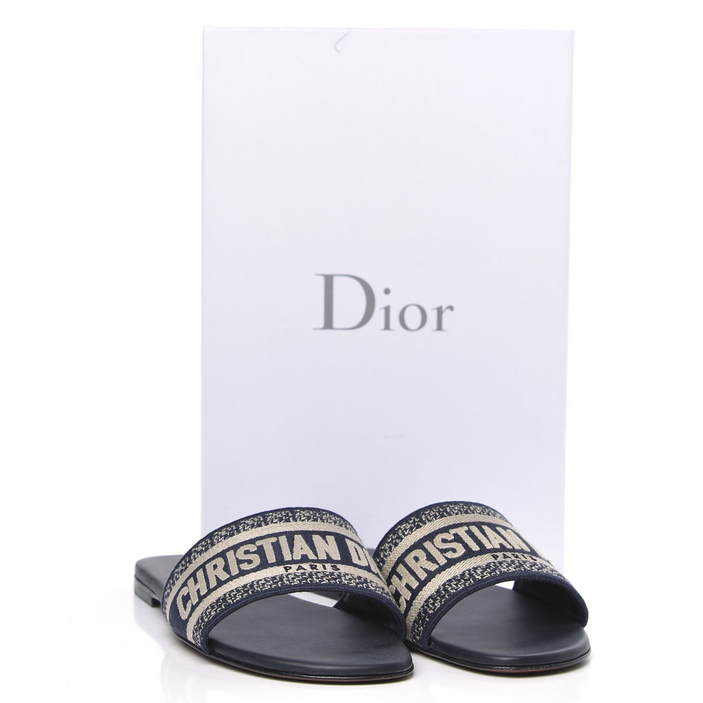 Canvas Embroidered Dway Mules Slide Sandals 40 Deep Blue
