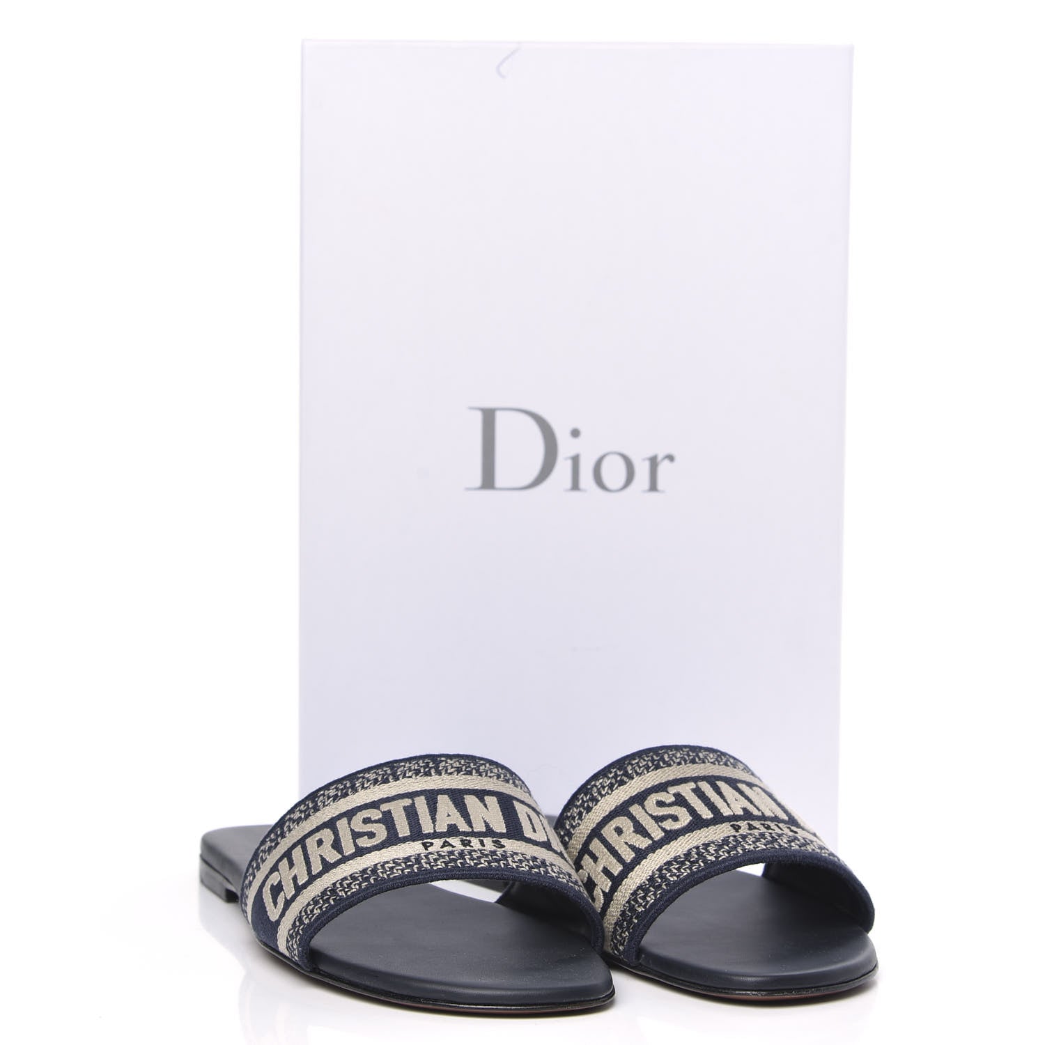 Christian Dior Canvas Embroidered Dway Mules Slide Sandals 40 Deep Blue 9 of 9