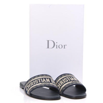 Christian Dior Canvas Embroidered Dway Mules Slide Sandals 40 Deep Blue 9 of 9