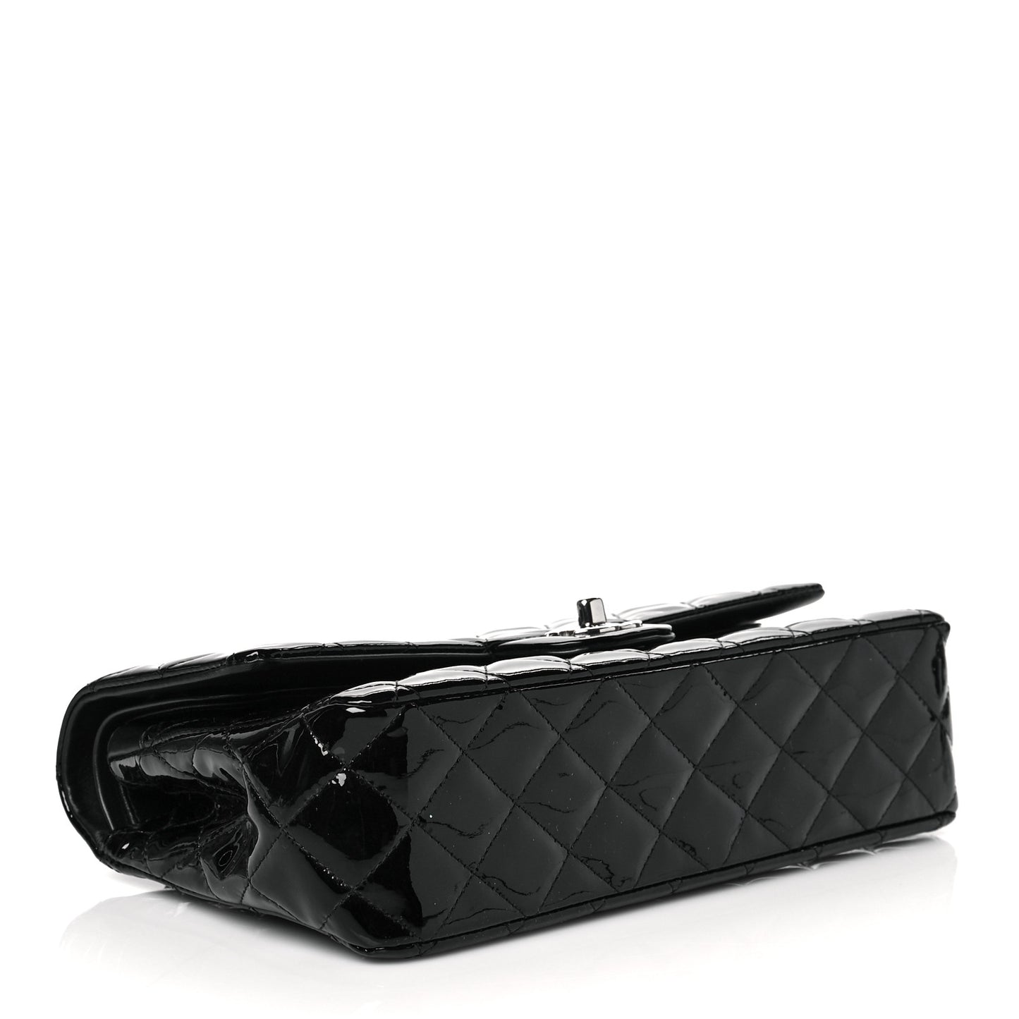 Patent Quilted Medium Double Flap Black