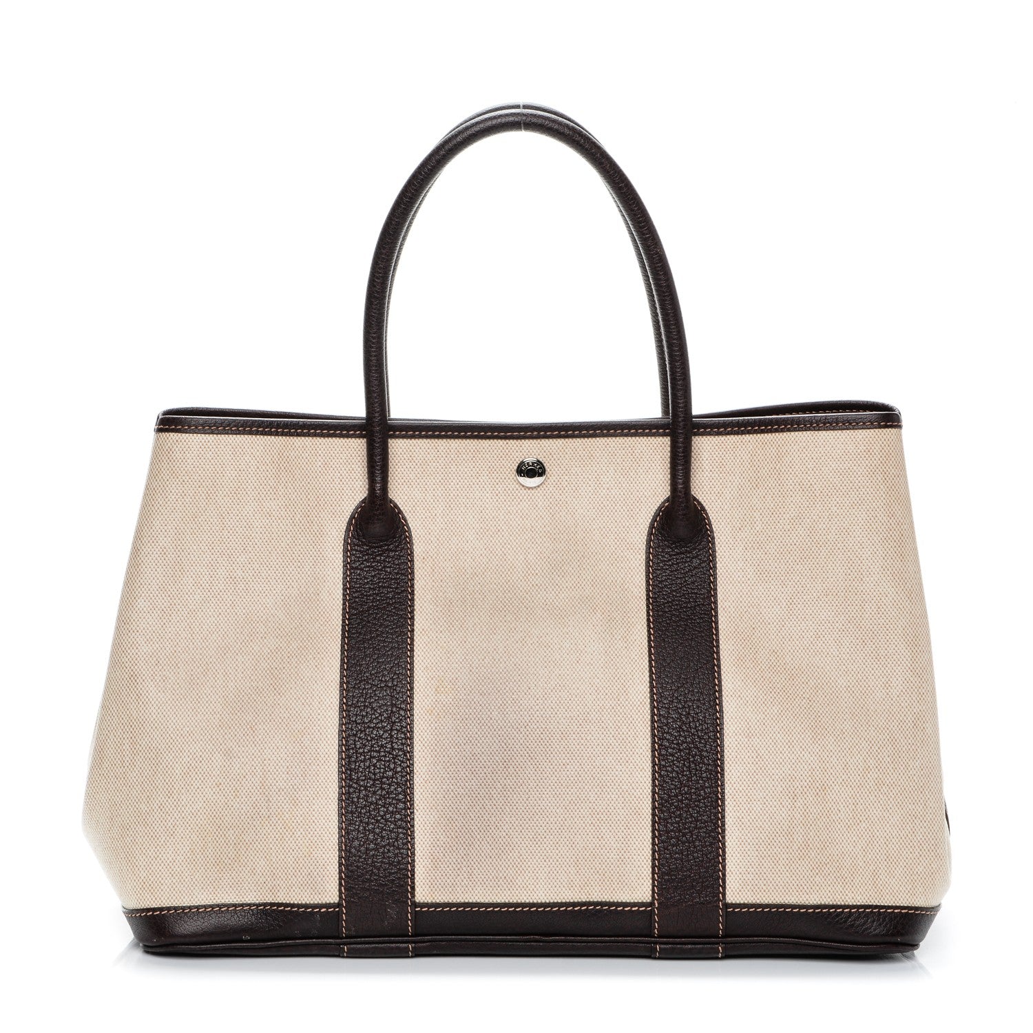 Hermes Buffle Skipper Toile Garden Party 36 MM Tote Marron Fonce 1 of 17