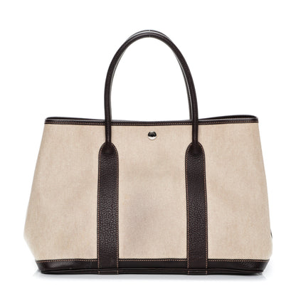 Hermes Buffle Skipper Toile Garden Party 36 MM Tote Marron Fonce 1 of 17