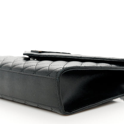 Saint Laurent Grain De Poudre Textured Mixed Matelasse Triquilt Medium Monogram Monochrome Satchel Black 11 of 15