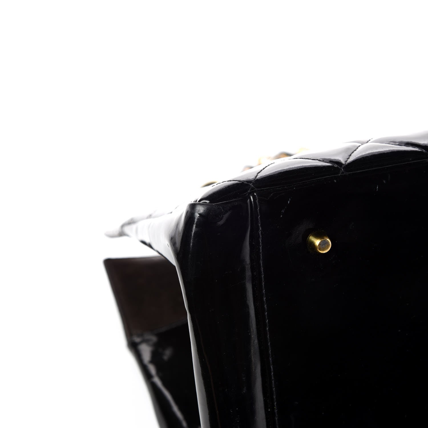 Chanel Patent Quilted Grand Shopping Tote GST Black 9 of 16