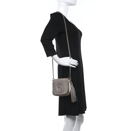 Gucci Metallic Pebbled Calfskin Small Soho Flap Crossbody Sasso 2 of 10