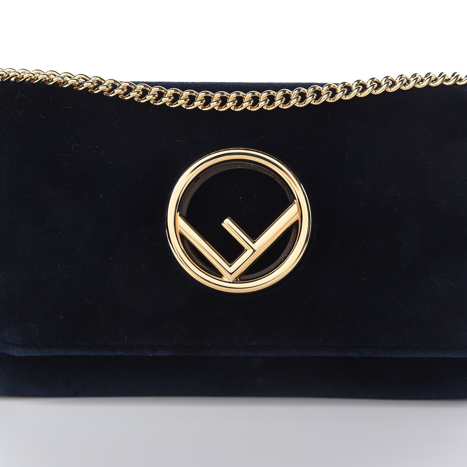 Fendi Velvet F is Wallet on Chain Blue 8 of 10