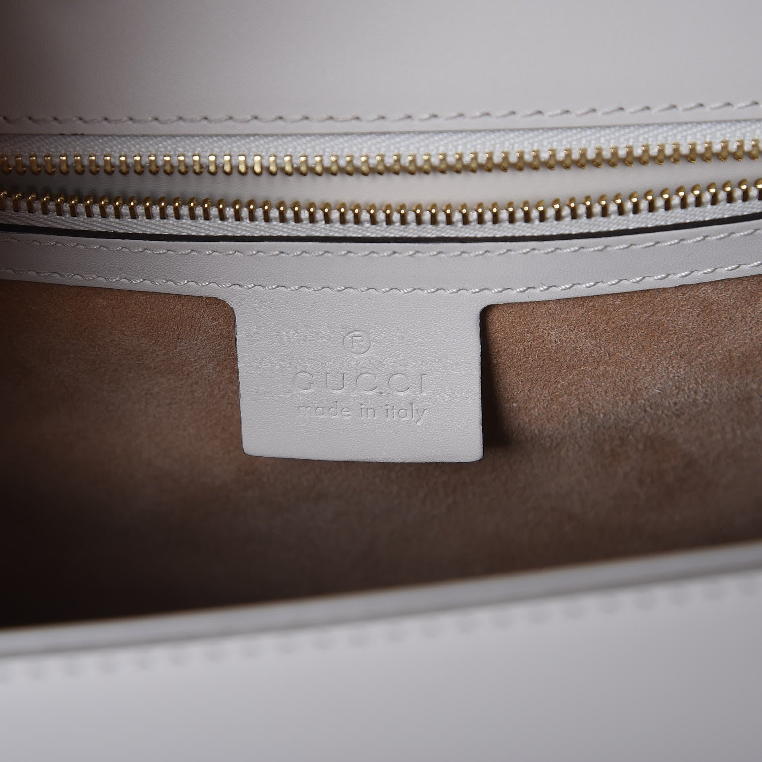 Gucci Calfskin Embroidered Medium Sylvie Top Handle Bag White 7 of 8